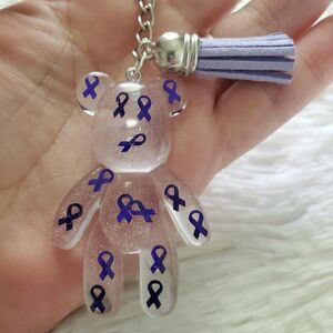 Purple Awareness Ribbon Bear Keychain